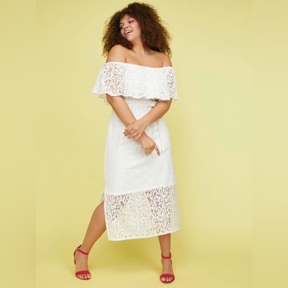 🆕NEW! Lace Off The Shoulder Fit & Flare Dress Size 18/20 - Picture 3 of 6